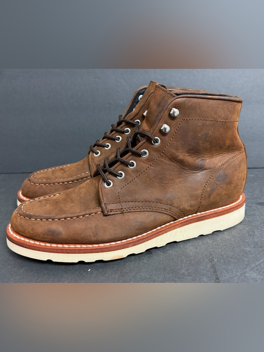 Size 9.5 - Thursday Boot Company Men's Diplomat Moc Toe Leather Boots Tan/Brown